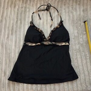 InMocean Women's Size M Black Halter Tankini Top Camo Ruffle Swimsuit Separate